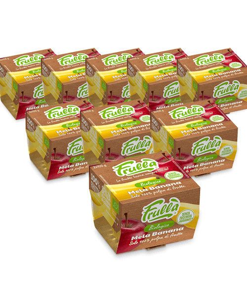 Polpa di Frutta Mela Banana Biologico - 2x100g - Pack 12 pezzi