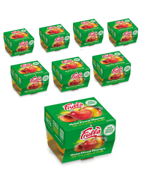 Polpa di Frutta Bi-pack Mela Pesca Mango - 2x100g Pack 12 pezzi