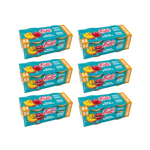Polpa di Frutta Formato Dispensa x4 Mela Banana – 4x100g Pack 6 pezzi