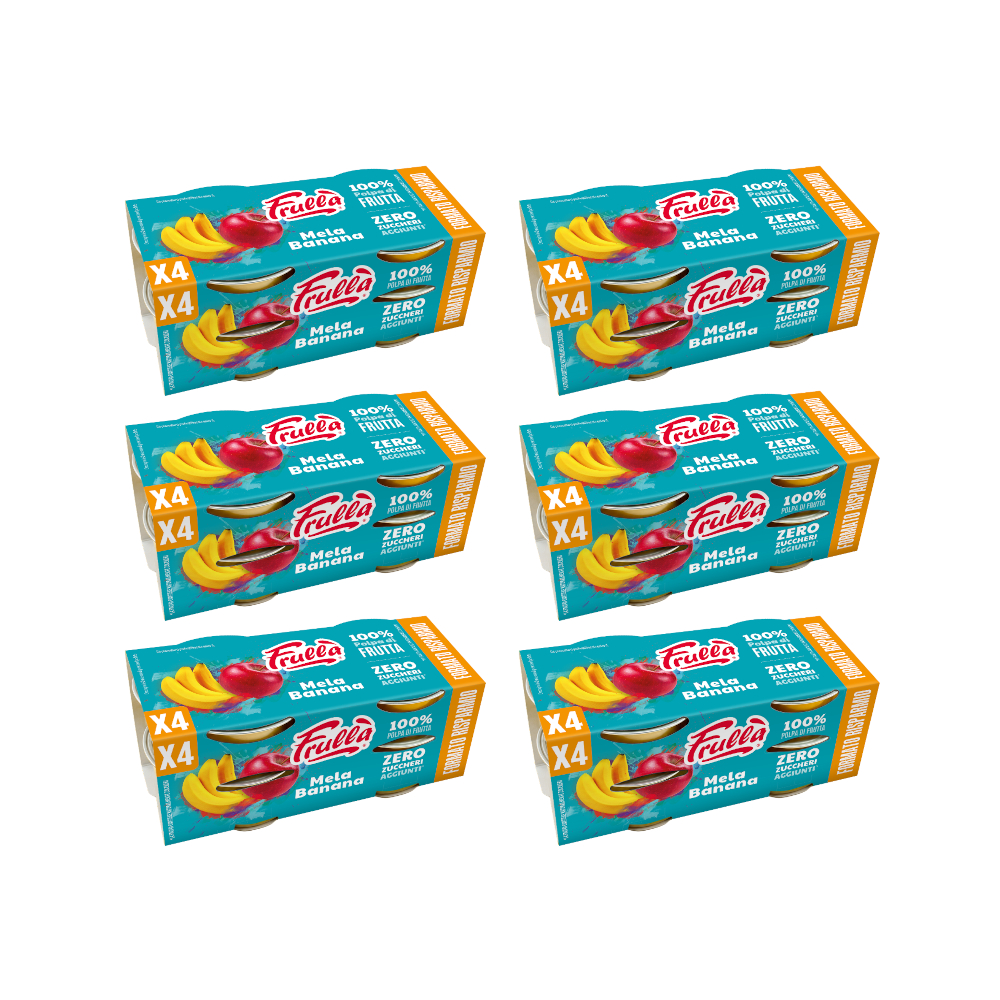 Polpa di Frutta Formato Dispensa x4 Mela Banana – 4x100g Pack 6 pezzi