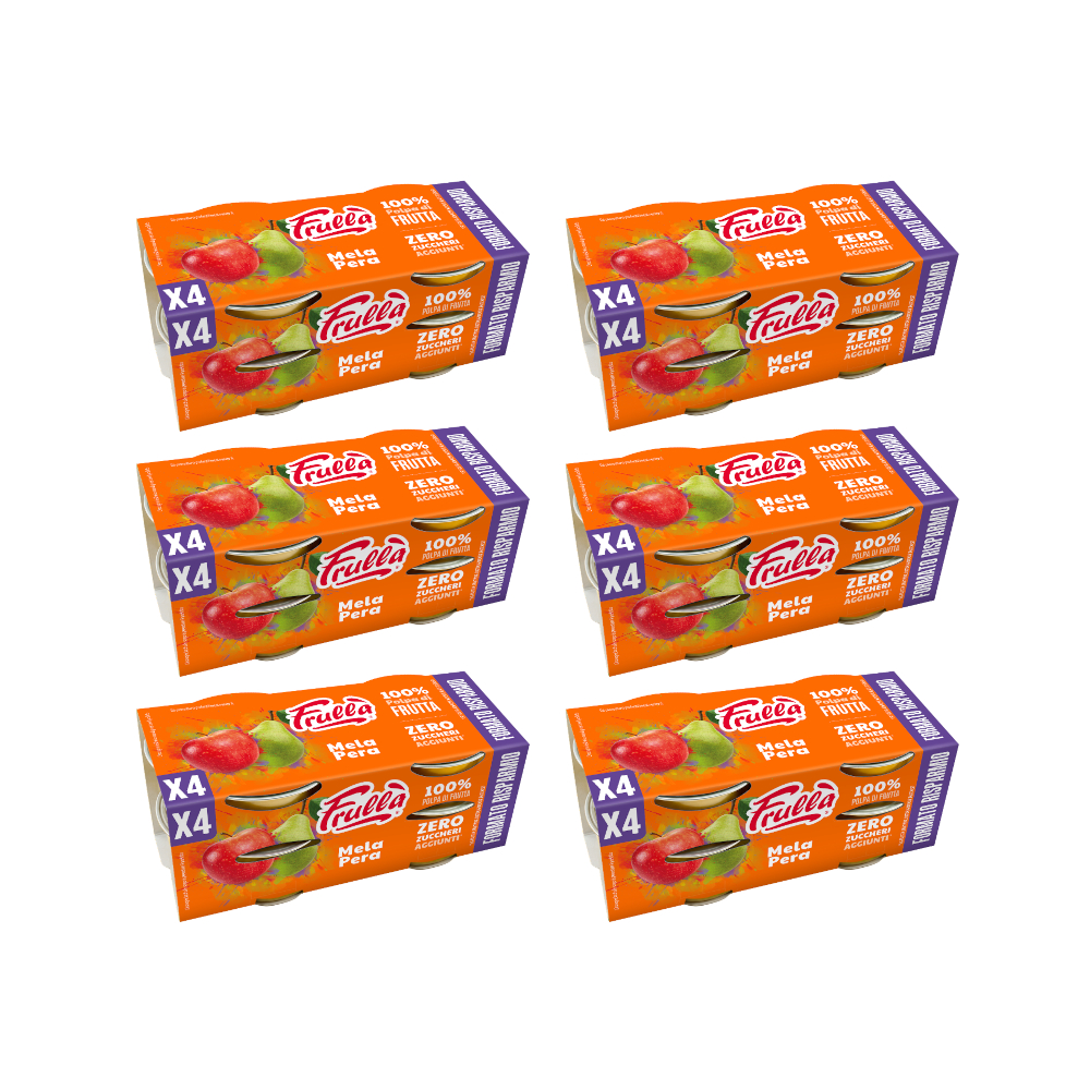 Polpa di Frutta Formato Dispensa x4 Mela Pera – 4x100g Pack 6 pezzi